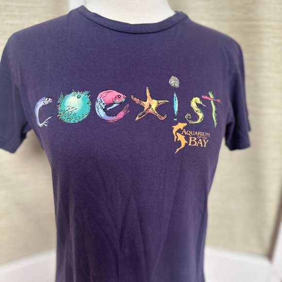 Vintage Coexist Aquarium T-Shirt Aquarium of the Bay Tee Vintage Earth Day Shirt - Picture 2 of 5